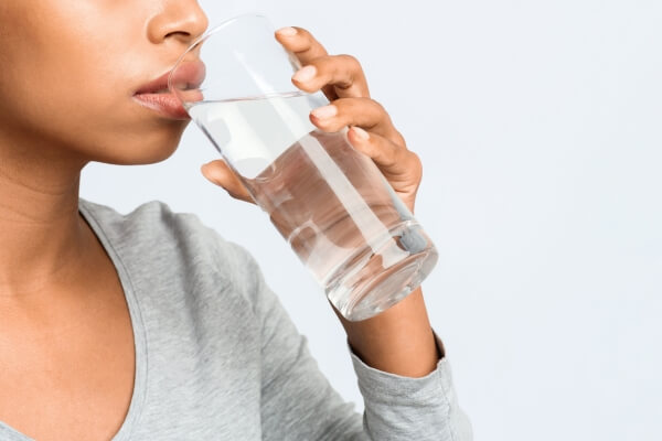 drinking clean, filtered water